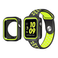 Strap-itÂ Strap-it Apple Watch 7 sport band + TPU case (zwart/geel)