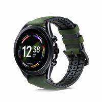 Strap-itÂ Strap-it Fossil Gen 6 - 44mm siliconen / leren bandje (zwart/groen)