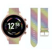 Strap-itÂ Strap-it Fossil Gen 6 - 44mm leren glitter bandje (regenboog)