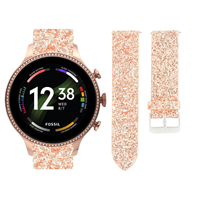 Strap-itÂ Strap-it Fossil Gen 6 - 44mm leren glitter bandje (rosÃ© goud)