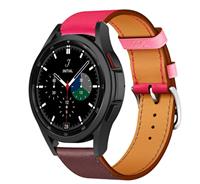 Strap-itÂ Strap-it Samsung Galaxy Watch 4 Classic 46mm leren bandje (knalroze/roodbruin)