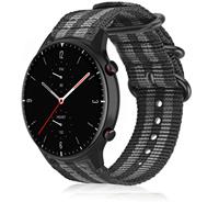 Strap-itÂ Strap-it Amazfit GTR 2 nylon gesp band (zwart/grijs)