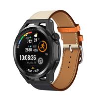 Strap-itÂ Strap-it Huawei Watch GT Runner leren band (wit/donkerblauw)