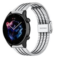 Strap-itÂ Strap-it Amazfit GTR 3 (Pro) roestvrij stalen band (zilver/zwart)
