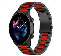 Strap-itÂ Strap-it Amazfit GTR 3 (Pro) stalen band (zwart/rood)