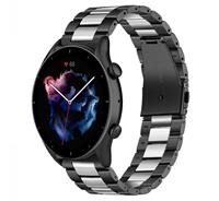Strap-itÂ Strap-it Amazfit GTR 3 (Pro) stalen band (zwart/zilver)