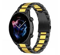 Strap-itÂ Strap-it Amazfit GTR 3 (Pro) stalen band (zwart/goud)