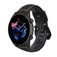 Strap-itÂ Strap-it Amazfit GTR 3 (Pro) leren band (zwart)
