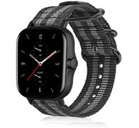 Strap-itÂ Strap-it Amazfit GTS 2 nylon gesp band (zwart/grijs)
