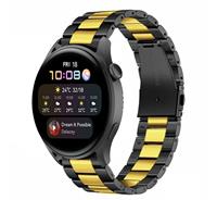Strap-itÂ Strap-it Huawei Watch 3 (Pro) stalen band (zwart/goud)