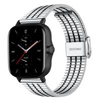 Strap-itÂ Strap-it Amazfit GTS 2 roestvrij stalen band (zilver/zwart)