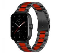 Strap-itÂ Strap-it Amazfit GTS 2 stalen band (zwart/rood)