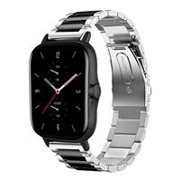 Strap-itÂ Strap-it Amazfit GTS 2 stalen band (zilver/zwart)