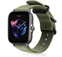 Strap-itÂ Strap-it Amazfit GTS 3 nylon gesp band (groen)