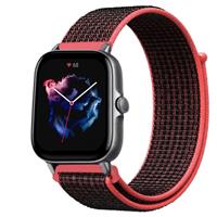 Strap-itÂ Strap-it Amazfit GTS 3 nylon band (zwart/rood)