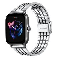 Strap-itÂ Strap-it Amazfit GTS 3 roestvrij stalen band (zilver/zwart)