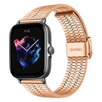 Strap-itÂ Strap-it Amazfit GTS 3 roestvrij stalen band (rosÃ© goud)