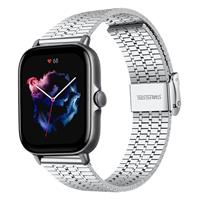 Strap-itÂ Strap-it Amazfit GTS 3 roestvrij stalen band (zilver)