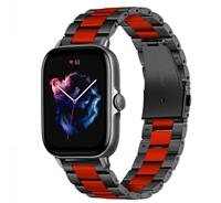Strap-itÂ Strap-it Amazfit GTS 3 stalen band (zwart/rood)