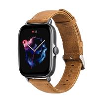 Strap-itÂ Strap-it Amazfit GTS 3 leren bandje (bruin)