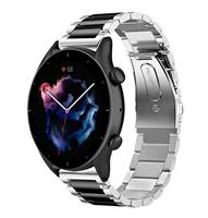 Strap-itÂ Strap-it Amazfit GTR 3 stalen band (zilver/zwart)