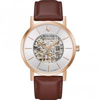 Bulova 97A172 Herren-Automatikuhr American Clipper Braun/RosÃ©goldfarben
