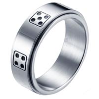 LGT JWLS Stalen mannen ring Dobbelsteen spinner Zilver-17mm