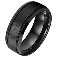 Tom Jaxon Zwarte wolfraam heren ring Geborsteld Mat en Glans-18mm