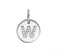 Bedel Letter W Zirkonia Zilver