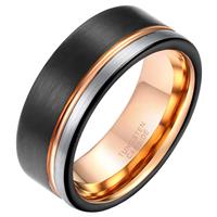 Tom Jaxon Wolfraam heren ring Groef Zwart Zilverkleurig Rose-21mm