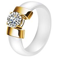 Cilla Jewels dames ring Keramiek Wit met Goud-16mm