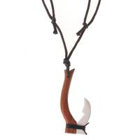 LGT JWLS Tribal Bone Wood Surfer kettinghanger Maori Fishhook