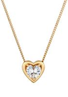 Elli Dames Hart Hanger Liefde met Cubic Zirconia Kristallen in 925 Sterling Zilver Verguld