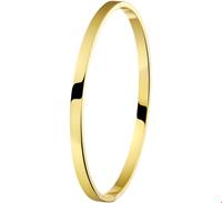 Zilgold Armband Bangle geelgoud met zilveren kern Vlakke buis 4 mm x 60 mm