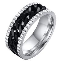 LGT Jewels edelstaal heren ring Cuban Link Zilver Zwart-21.5mm