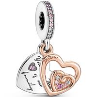 Pandora 'Familie & Vrienden' Dames 925 Sterling Zilveren Bedel - Zilver/Roze 781020C01