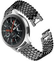 Strap-it Samsung Galaxy Watch 46mm stalen vis band (zwart)