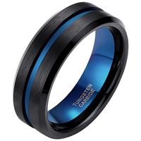 Mendes Heren ring Wolfraam Zwart Blauw 8mm-21.5mm