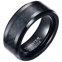 Mendes Wolfraam heren ring Carbon Fiber Zwart 8mm-21mm