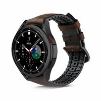 Strap-it Samsung Galaxy Watch 4 Classic 42mm mm siliconen / leren bandje (bruin)