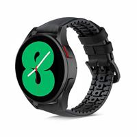 Strap-it Samsung Galaxy Watch 4 44mm siliconen / leren bandje  (zwart)