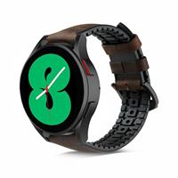 Strap-it Samsung Galaxy Watch 4 40mm siliconen / leren bandje (bruin)