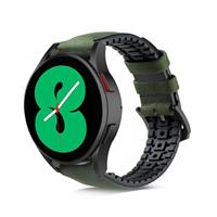Strap-it Samsung Galaxy Watch 4 40mm siliconen / leren bandje (groen)