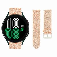 Strap-it Samsung Galaxy Watch 4 44mm leren glitter bandje (rosé goud)