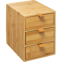 5five Ladeblokje/bureau organizer 3x lades - bamboe hout - L20 x B15 x H21 cm - lichtbruin -