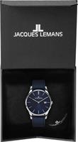 Jacques Lemans Kwartshorloge London, 1-2122C Polshorloge, dameshorloge, herenhorloge, datum, leren armband