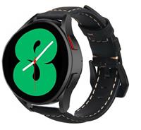 Strap-it Samsung Galaxy Watch 4 - 44mm leren bandje (Zwart)