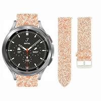 Strap-it Samsung Galaxy Watch 4 Classic 46mm leren glitter bandje (rosé goud)