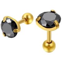 Mendes Heren oorbellen Black Royal King Crown Goudkleurig-5mm
