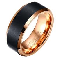 Mendes Wolfraam heren ring Rosegoud Zwart 8mm-21.5mm